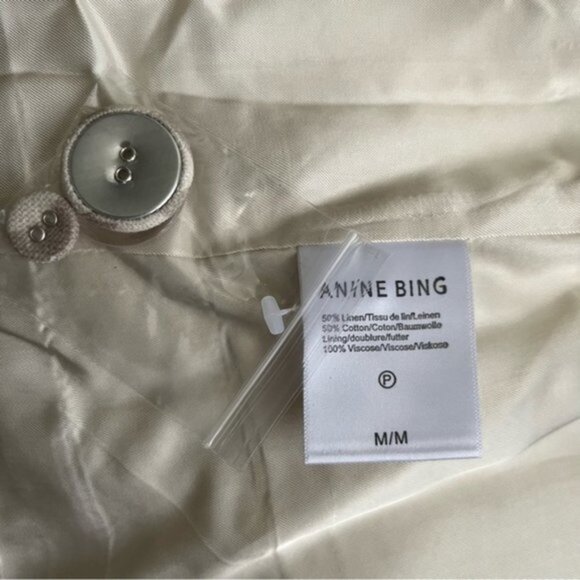 NWT Anine Bing Kaia‎ Blazer Oversized Linen Blend Zebra Stripe Double Breas Sz M - Picture 7 of 11
